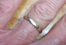 [a golden wedding ring (band?)]