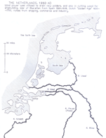 [a historical map of Holland, land reclamation is beginning]