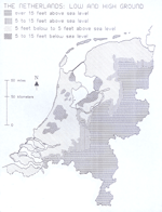 [map showing the elevation of the Netherlands]
