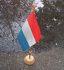 [A Dutch flag on the edge
  of a puddle of water]