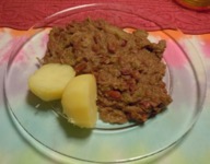 [stew beef, beans, apples, potatoes]