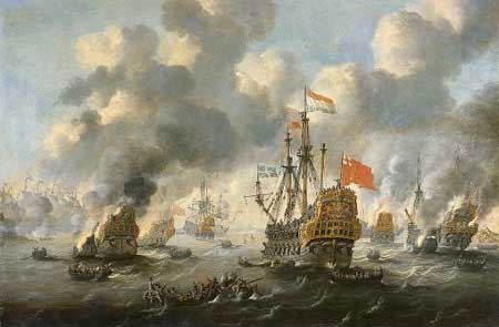 [a 17th-century painting of a sea battle]