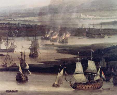[a 17th-century painting of a sea battle]