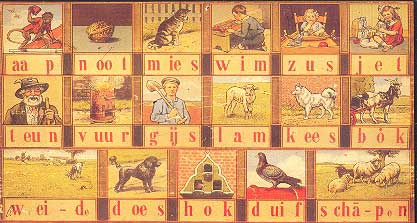 [the old-style image used in the schools
 with pictures explaining the words]