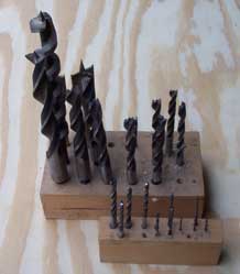 [drill bits, large and small]