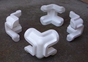 [some pieces of styrofoam, polystyrene]