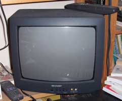 [a small television set]